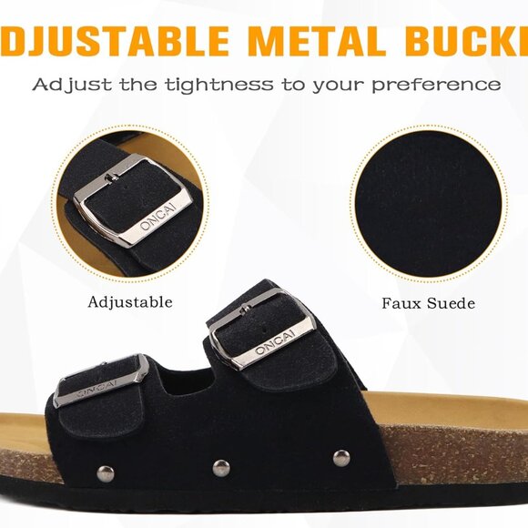 Womens Flat Slide Sandals Slip on Slides - Picture 3 of 7